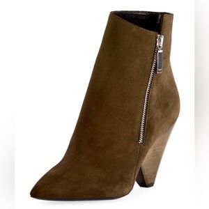Saint Laurent Niki Asymmetric Suede Ankle Booties